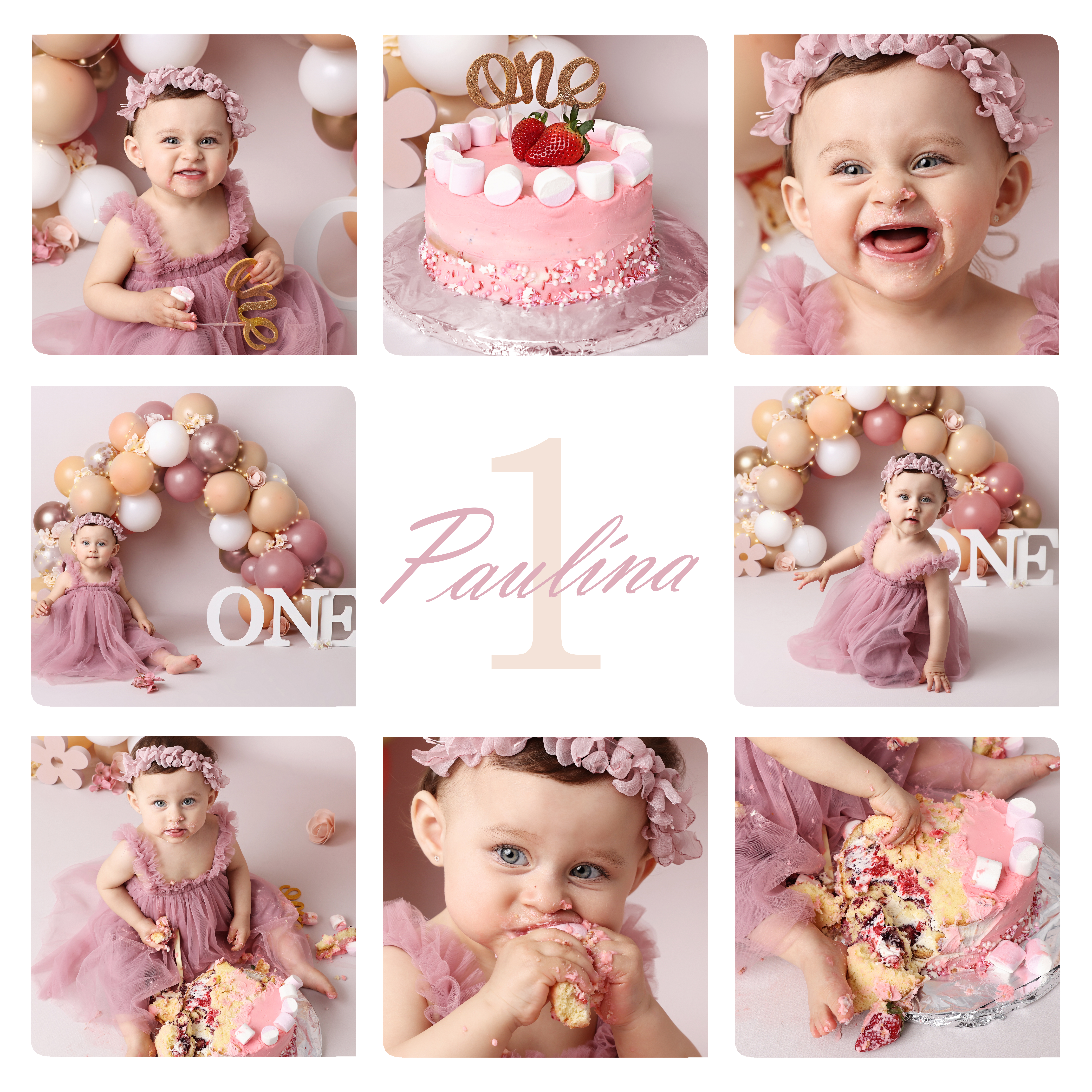 Cake smash collage, 1 Geburtstag - bei Sasy Photography